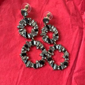Klearly Kristen Crystal & Black Stone Earrings